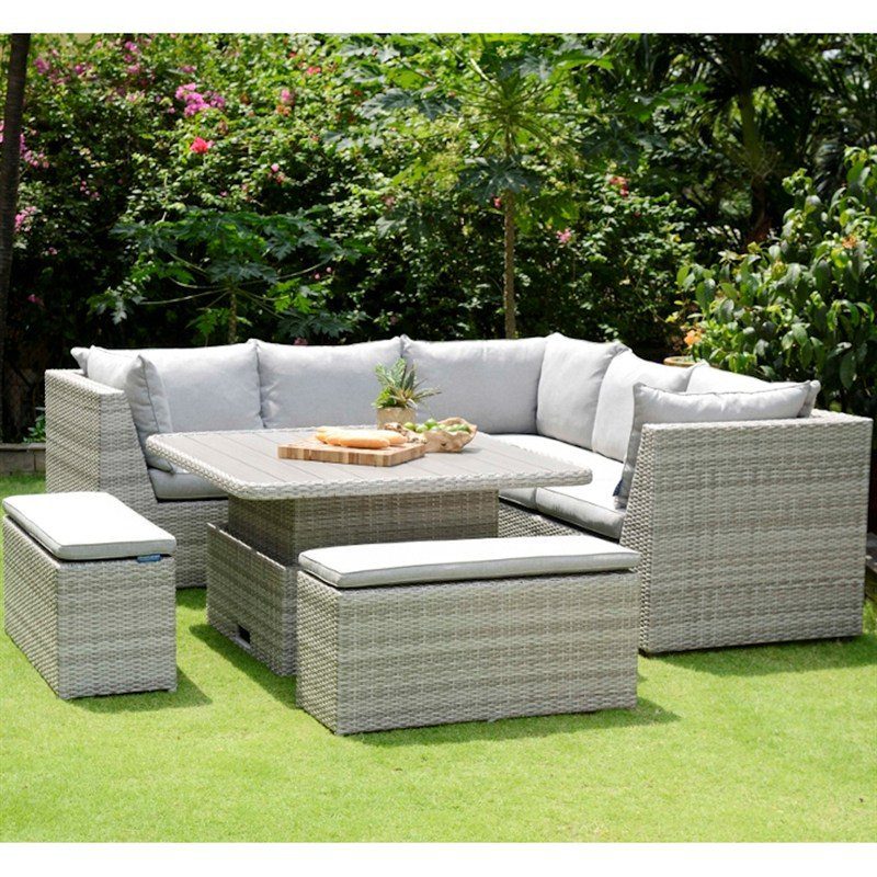 Lifestyle Garden Aruba Casual Corner Set With Adjustable Table Furniture Norwich Camping - Corner Patio Furniture With Table