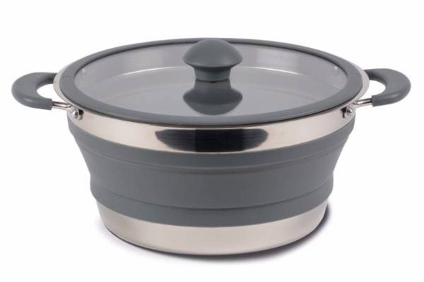 Kampa Kampa Folding Collapsible Silicone & Stainless Steel Saucepan 3 Litre Grey 5060444794847 
