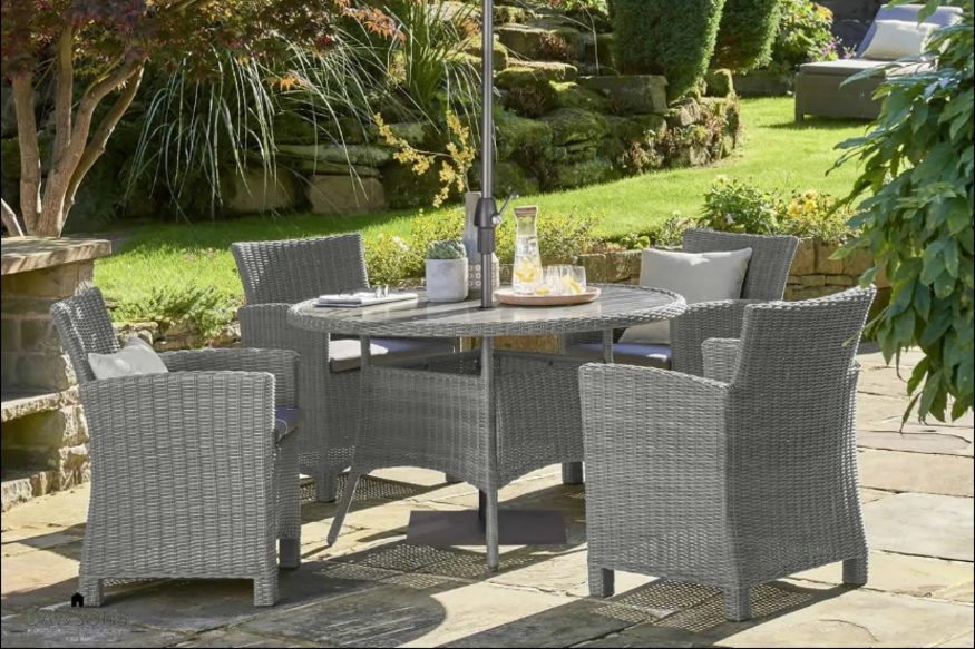Kettler Palma 4 Seater Dining Set, Kettler Palma 8 Seater Round Garden Dining Table And Chairs Set