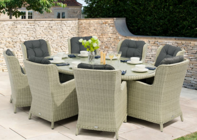 Bramblecrest Chedworth Dove Grey Rattan 8 Seat Elliptical Dining Set