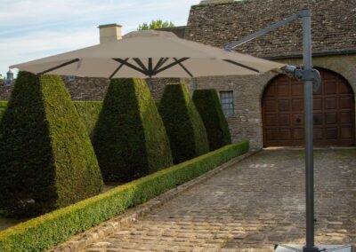 Bramblecrest Chichester Sand 3.0m Round Cantilever Parasol with Granite Wheeled Base & Cover