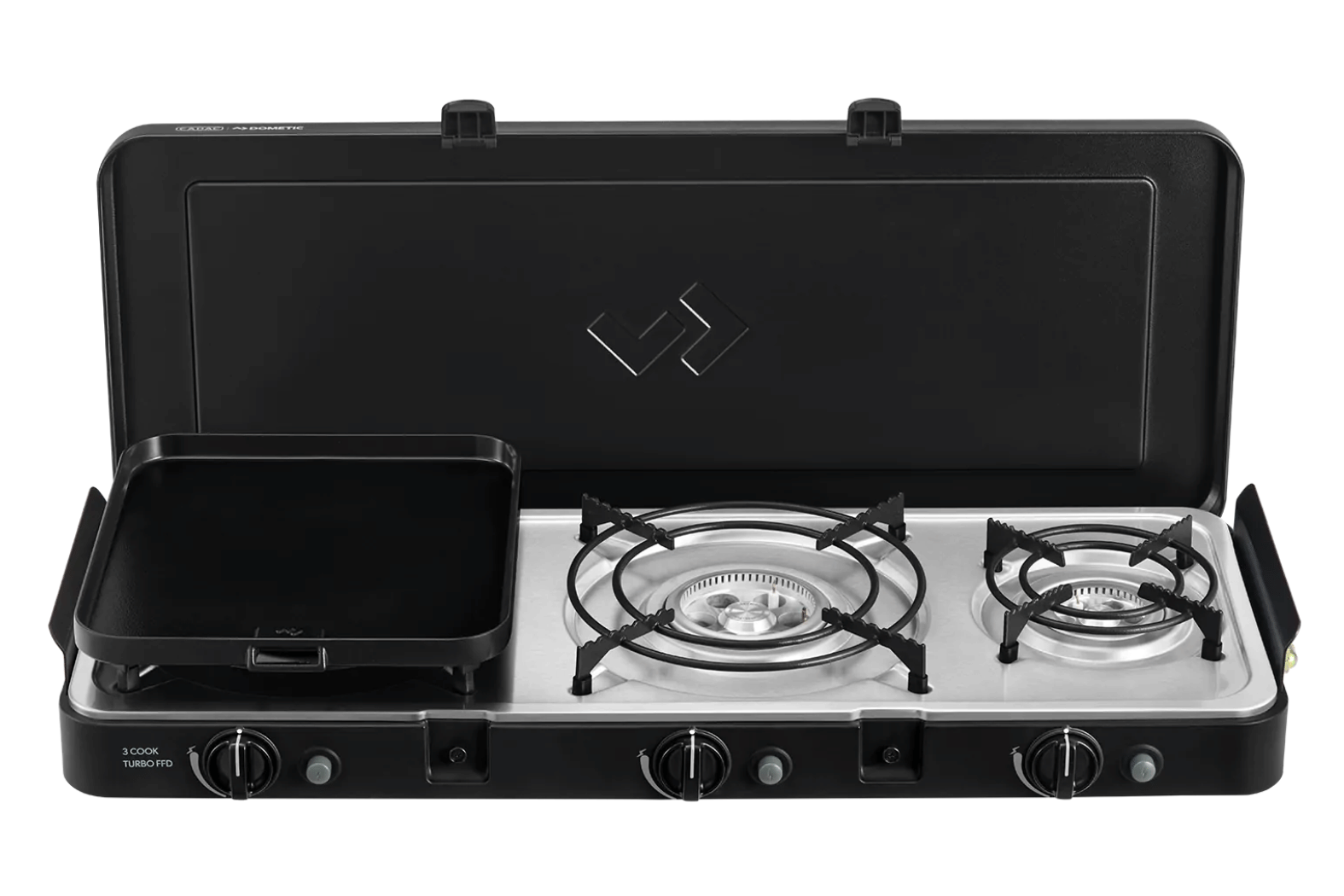 Portable 3-Burner Propane Camping Stove With Auto Ignition – Stainless Steel