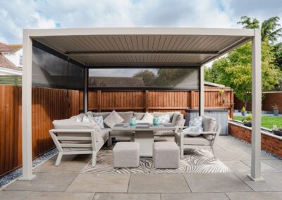 Featured Image of Royce Cube 4x3m Aluminium Pergola with LED Lights- Beige