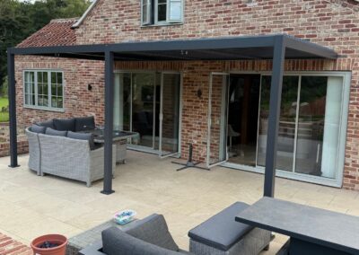 Royce Cube Aluminium Wall Mounted Pergola with LED Lights