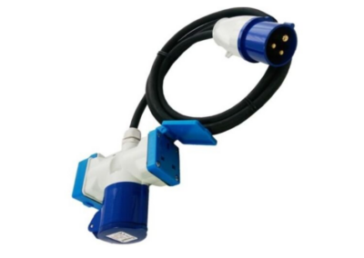16 Amp Plug with 2 Metres Cable to 3-Way 2×13 A/1×16 A T-Piece