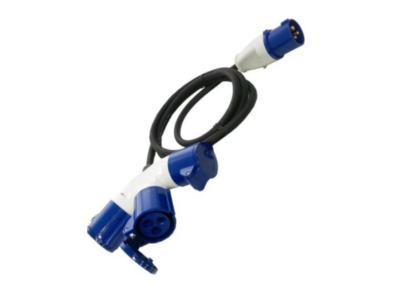 Crusader Products 2m Mains Lead With x3 16A Connectors Y piece 16 Amp 3 Way