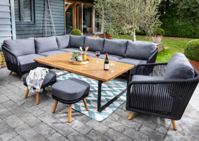 Hartman Eden Rectangular Casual Dining Set in Black Noir & Carbon