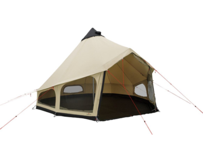 Studio image of Robens Settler Field Tent front view with doors open