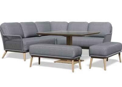 Bramblecrest Como Square Sofa with Square Piston Adjustable Table And 2 Benches Anthracite