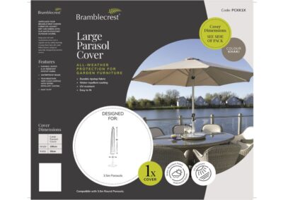 Large Parasol Cover - Suitable for 3m x 2m Rectangle & 3.5m Round