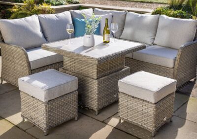 Eton Square Corner Set with adjustable table in Beech/Oatmeal