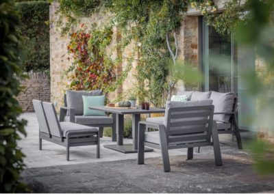 Bramblecrest Prague 3 Seat Sofa Set with Rectangle Piston Adjustable Table in Anthracite