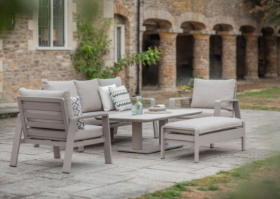 Bramblecrest Prague 3 seat sofa set, rectangle piston adjustable table in Latte