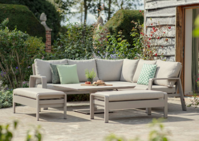 Bramblecrest Prague Square Sofa with Piston Adjustable Table & 2 Benches- Latte