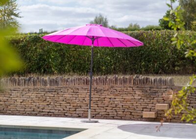 Bramblecrest Shanghai parasol magenta, 2.7m aluminium parasol magenta, Shanghai aluminium garden parasol pink, Bramblecrest 2.7m magenta shade umbrella, magenta aluminium outdoor parasol