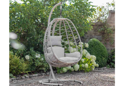 Bramblecrest Santiago Single Folding Open Weave Hanging Egg Chair Cocoon in Mocha