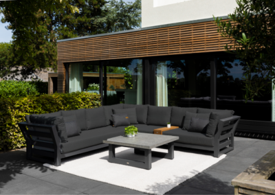 Life Nevada Corner Sofa Set with 140 Ceramic Concept Table in Lava/Graphite