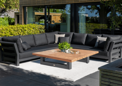 Life Nevada Corner Sofa Set with 140 teak Table in Lava/Graphite