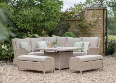 Bramblecrest Chedworth Corner Firepit Set with Reclining Back Sandstone