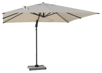 Bramblecrest Truro Stone 3m Square Cantilever Parasol with Wheeled Granite Base