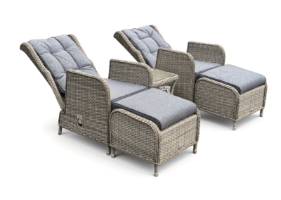 Norfolk Outdoor Living Wickhampton Grey Rattan Recliner Set