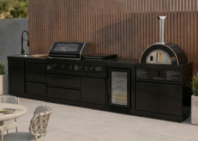 Luxe Outdoor Kitchen 5 Burner with Sink, Pizza Oven and Fridge