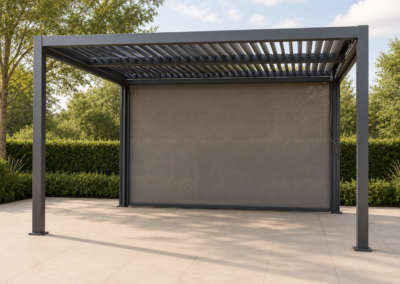 Norfolk Leisure Nexus 3m x 3m Grey Pergola with Solar LED Lights & 3 Pull Down Screens