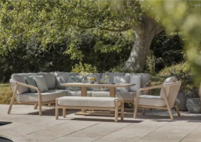 Monaco L-Shape Sofa with Rectangle Piston Table, Bench & Chair