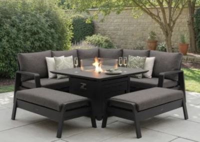 Prague Square Sofa with Firepit Table & 2 Benches - Anthracite